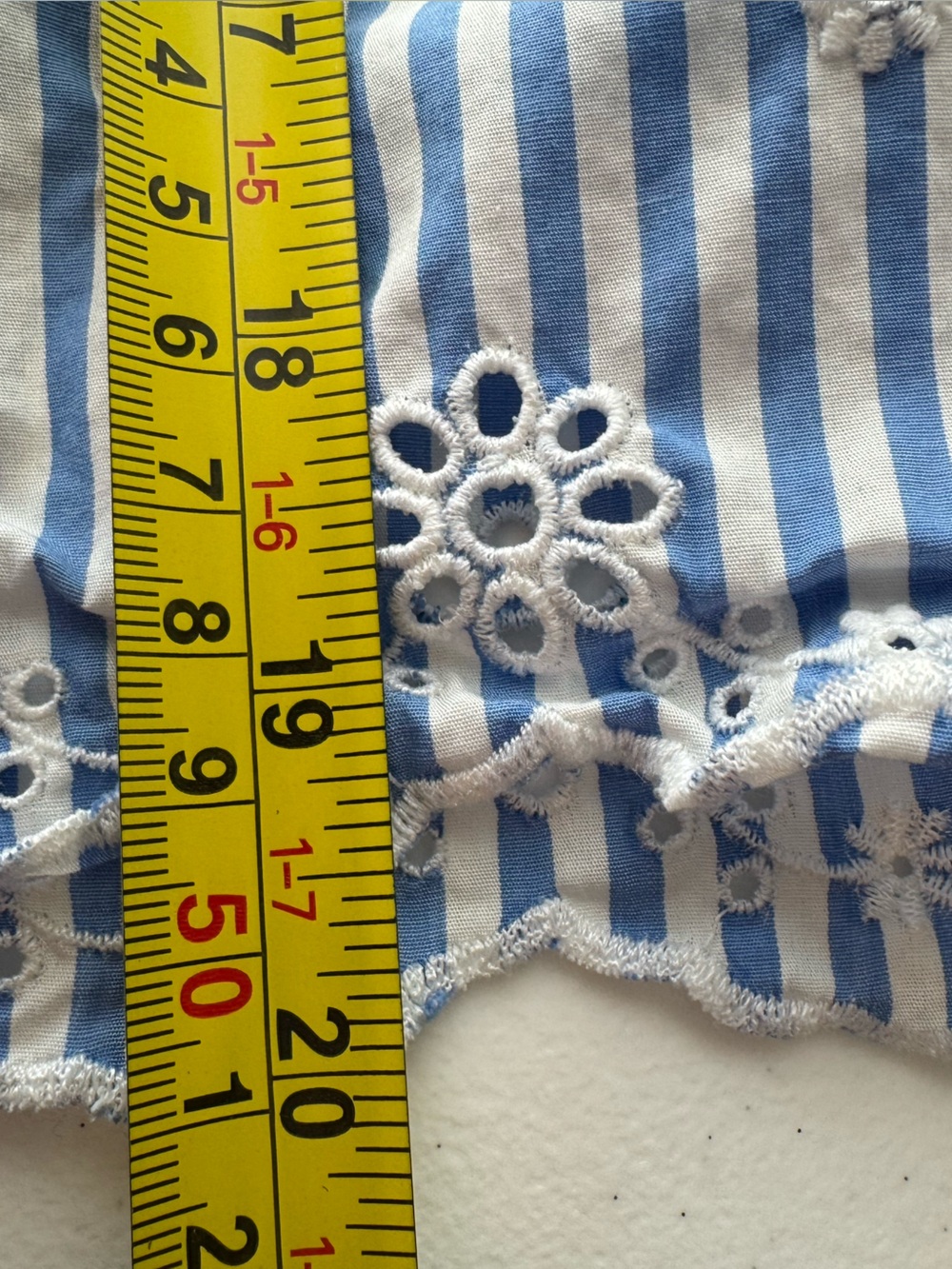 Polo Ralph Lauren Blue White Striped Eyelet Peasant Blouse 14 Cottagecore - Picture 7 of 8